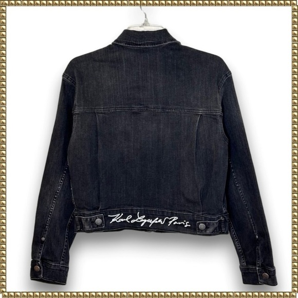 Karl Lagerfeld Black Denim Jacket XS - Picture 7 of 13